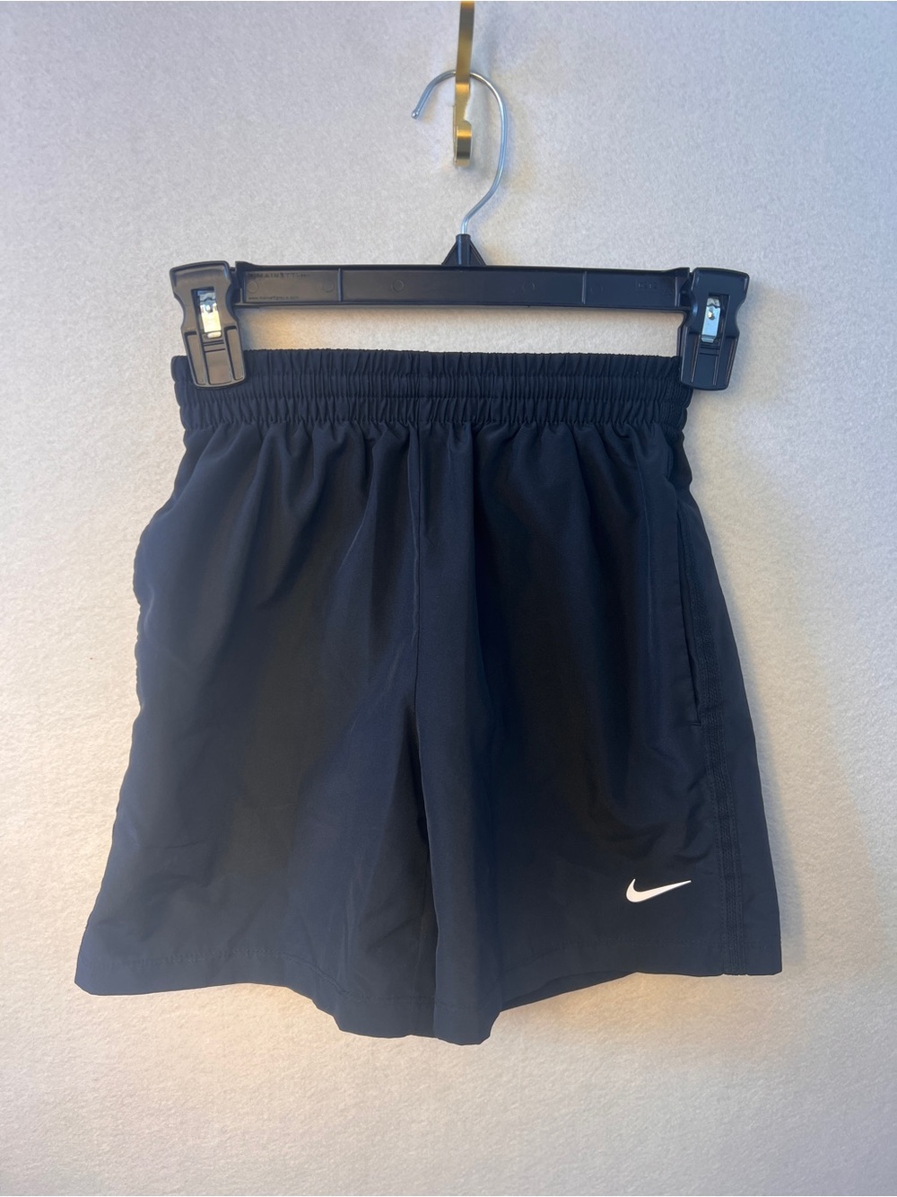 Nike Men's Black Athletic Shorts with White Swoosh Accent